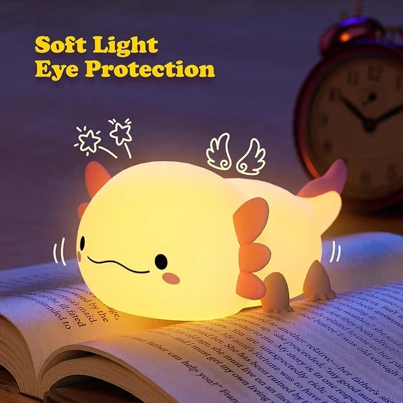 Axolotl Kawaii Lampka Nocna LED